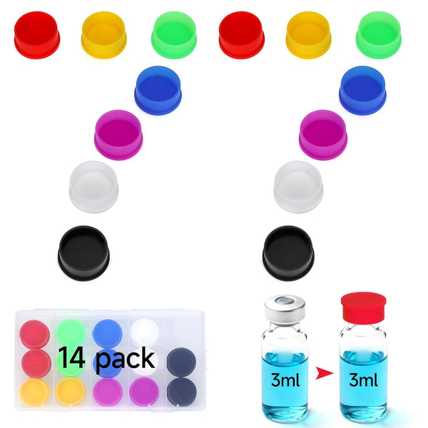 14Pack 3ml Vial Caps (7 Colors) Peptide Caps for 1ml 2ml 3ml