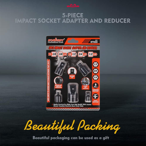 HORUSDY 5-Piece Impact Socket Adapter Set, 1/4, 3/8, 1/2" SAE Cr-V Steel Impact Adapter Set