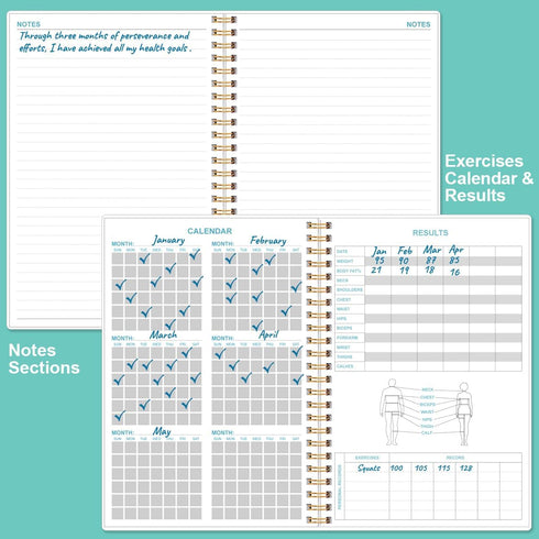 Fitness Journal for Women & Men, A5 Workout Journal/Planner, Daily Exercise Log Book for Weight Loss, Gym, Muscle Gain,