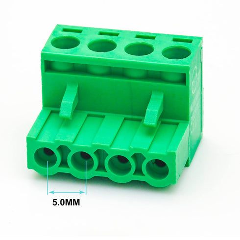 5 Pcs 5.08mm 4 Pin Phoenix Type Connector Green PCB Screw Terminal Block, 4 Pole