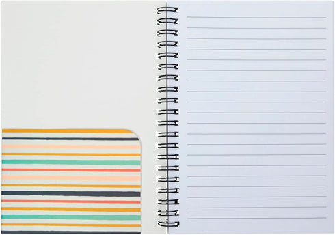Paper Junkie 6 Pack 5x7 Spiral Notebooks with Pocket, Small Lined Journals with Elastic Closure for School, Work