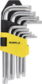 Torx Hex Key Allen Star Wrench Set, Short Arm Security Torx End Holes, 9 Pieces with Storage Case T10-T50