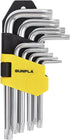 Torx Hex Key Allen Star Wrench Set, Short Arm Security Torx End Holes, 9 Pieces with Storage Case T10-T50