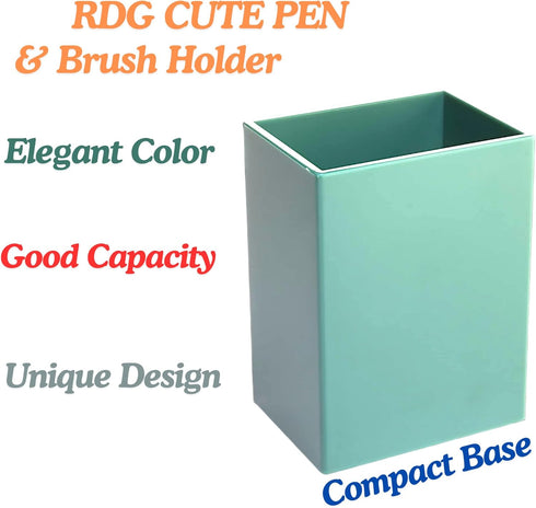 RDG Light Green Plastic Cute Pen Holder | Rectangular Shape Pen Box | Desk Organizer for School, Home, Stationery