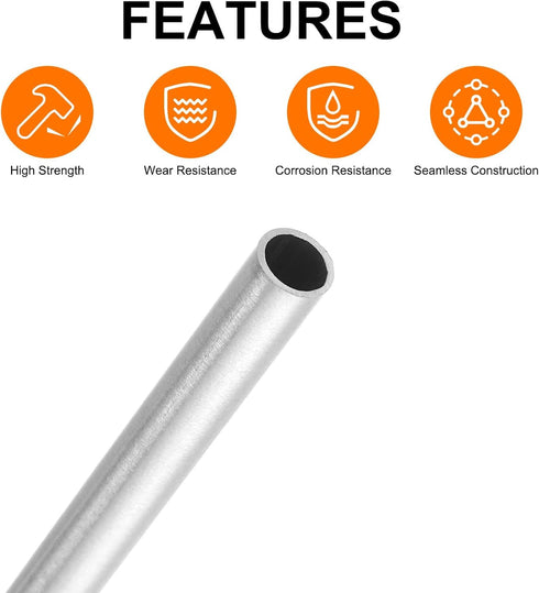uxcell 5Pcs 304 Stainless Steel Tube - OD 6mm x 0.5mm Wall Thick, 300mm Length Capillary Tubing