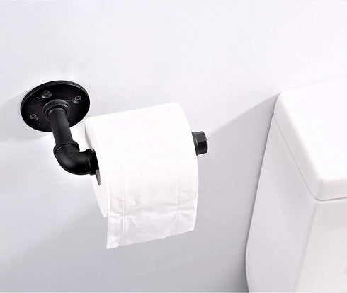 Industrial Style Toilet Paper Holder, Vintage Metal Iron Pipe Wall Mounted Towel Rack for Bathroom Kitchen (Rust Free,