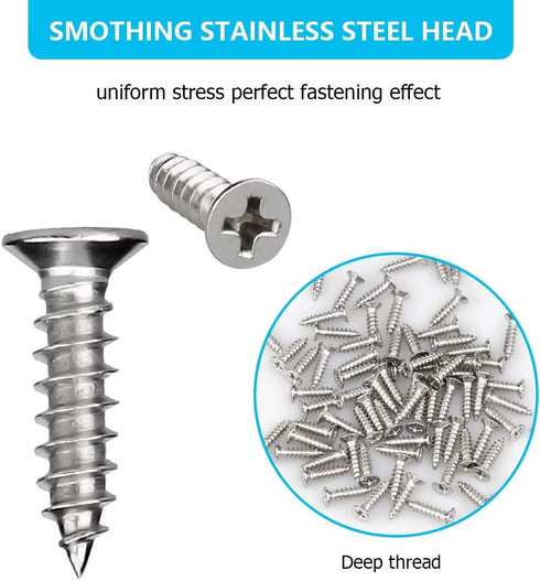 4 Pieces Stainless Steel Straight Brace (6.1 x 0.7 inch) with 24 Screws Included, Flat Straight Brackets