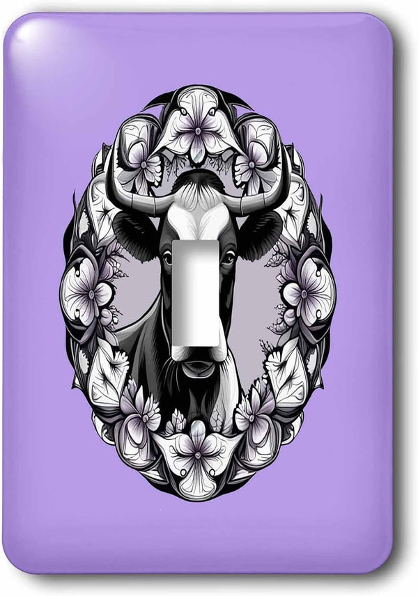 3dRose Dairy Cow Surrounded By A Wreath Of Wood Violet Tattoo single