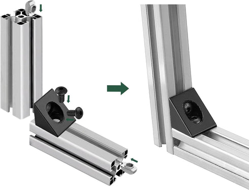 JiGiU 10PCS Triangle Angle Sharp Corner Bracket, Black Connector for 6mm Slot Aluminum Extrusion Profile