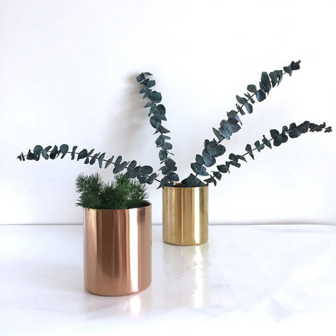 Rose Gold Glossy Stainless Steel Pen Holder, Pencil Cup for Desk Organizers, Makeup Brush Holder, Mini Pot Decor