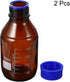 PATIKIL 500mL Reagent Media Bottle, 2Pcs Round Graduated Glass Storage Bottle Blue Screw Cap