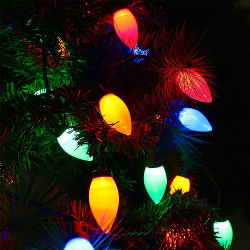 C9 Bulbs 50 32ft 50LED) HAYATA Multi Color Big Classic Christmas Lights LED Indoor Outdoor Home Yard Xmas Tree