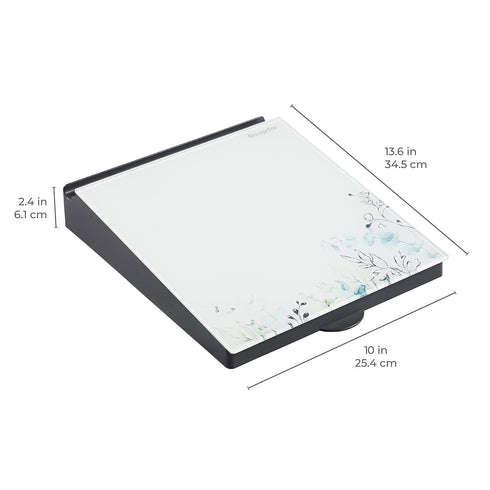 ECR4Kids MessageStor Dry-Erase Glass Board Memo Station, Desk Organizer, Botanical