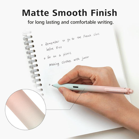 Writech Retractable Gel Ink Pens, 8ct Black Ink 0.5mm Fine Point Tip, Smooth Writing with Aesthetic Gradient Color