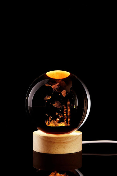 Conalisk 3D Light,16 Light,Dimmable Underwater World Crystal Ball Lamp,Lifelike LED Fish Crystal Night Colors Changing