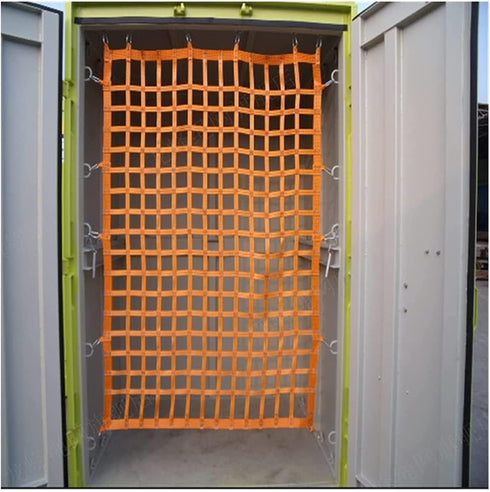 Flat Nylon Sling Hoisting Net, Heavy Objects Loading & Unloading Safety Lifting Net Straps for Construction Rigging