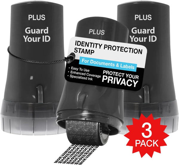 Guard Your ID Advanced 2.0 Rollers, Identity Theft Address Eraser and Security Prevention, Regular 3-Pack, Black