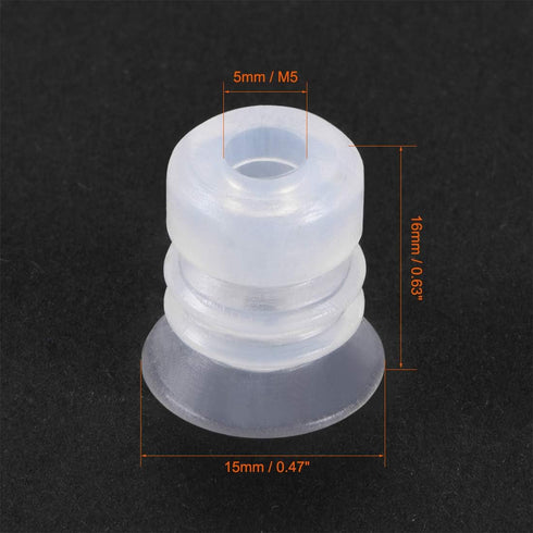 uxcell Bellows Suction Cup,15mm Diameter 16mm Length M5 Joint Silicone Vacuum Industrial Pneumatic Suction Cup 4pcs