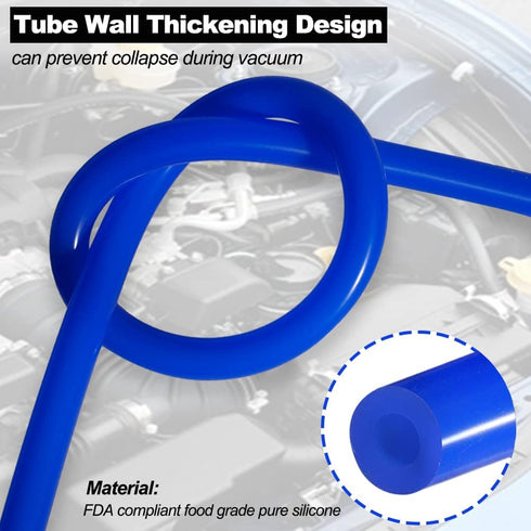 QuQuyi 5/32" ID x 1/4" OD Blue Silicone Vacuum Tubing Hose, High Temperature Food Grade, 9.84ft Length