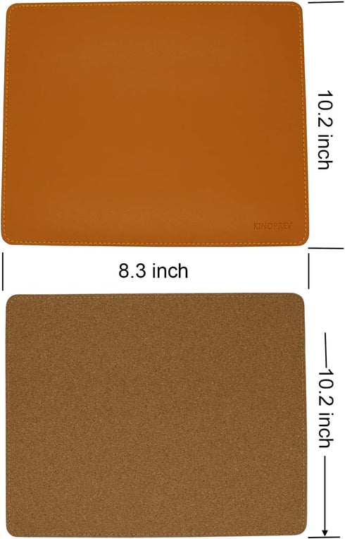 KINOPREV Home,10.2" 8.3",1 Pack Leather Mouse Pad - Wood Mouse Pads with Stitched Edge,PU Non-Slip Mouse Mat,Double