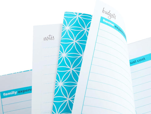 Blue Monthly Budget Planner, Bill Organizer with 24 Pockets for Receipts, Home Expense Tracker (8x10 In)