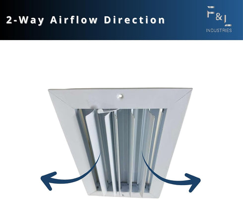 2-Way Commercial (10"x6" 2-Way Upgrade Your Airflow With Curved Blade Ceiling Diffuser & Multi-Shutter Damper