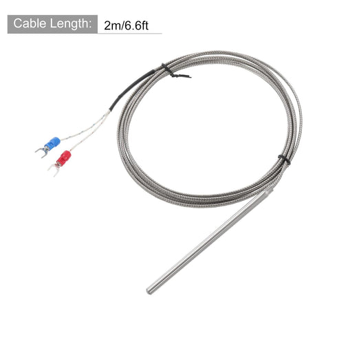 MECCANIXITY K Type Thermocouple Temperature Sensor Probe 5x100mm 6.6ft Wire 0 to 600°C(32 to 1112°F) Stainless Steel