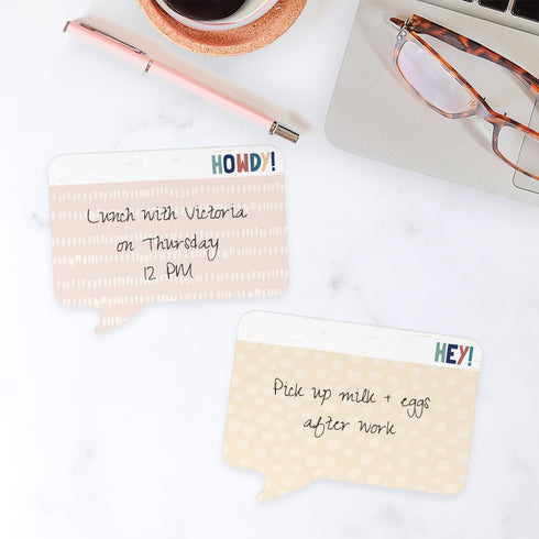 Speech Bubble Shaped Sticky Note Pad Assortment, 6.5" x 5" Modern Sticky Notes, Set of Three Multi-Color Designs, Made