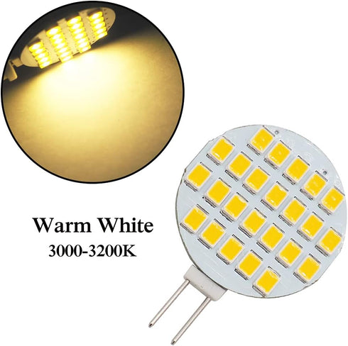 GRV G4 Bi Pin Base Halogen Replacement Bulb, 24-2835SMD LED, Super Bright, DC12V Dimmable, Warm White, Pack of 20