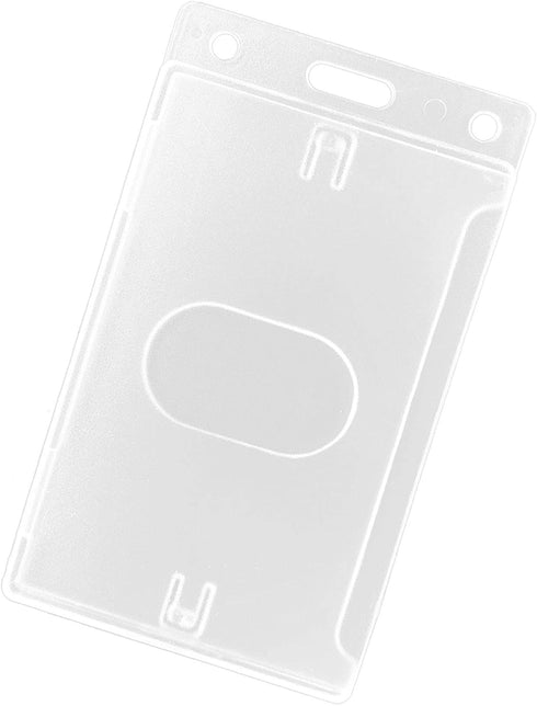 Fallen One 2 Pack Hard Plastic ID Card Badge Holder, Vertical with Thumb Slots
