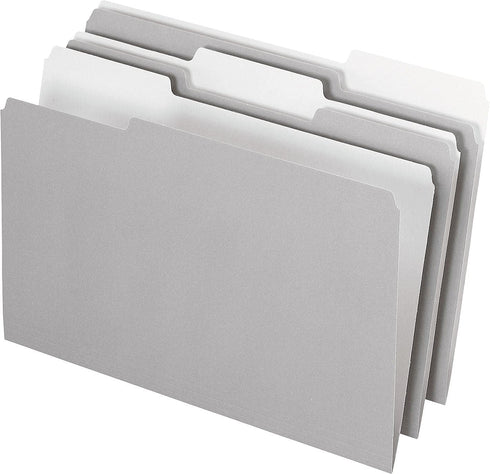 Pendaflex 435013GRA Interior File Folders, Legal, Gray, 1/3 Cut Top Tab (Box of 100)