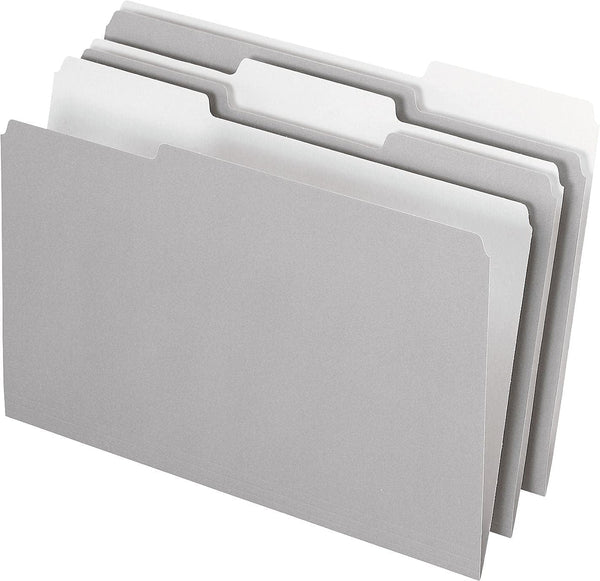 Pendaflex 435013GRA Interior File Folders, Legal, Gray, 1/3 Cut Top Tab (Box of 100)