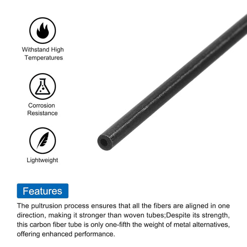 uxcell 8Pcs Carbon Fiber Tube 1 x 2 x 200mm Pultruded Carbon Fiber Tubing for RC Airplane, Kite, Quadcopter Arm