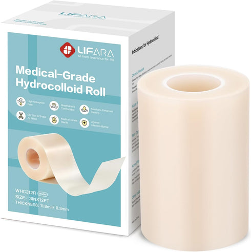 LIFARA Hydrocolloid Roll for Wound Care - Cut-to-Size, Hydrocolloid Patch Bandages with