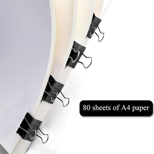 JANYUN 150Pcs Medium Binder Clips, 25mm/1 Inch Large Paper Clamps for Office School Home Supplies (Black)
