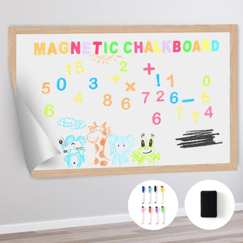 Magnetic Dry Erase Whiteboard Paper, 50 x 18 Inch, Self Adhesive Magnetic Dry Erase Sticker for Wall, Includes 50