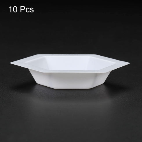 PATIKIL Hexagonal Weigh Boats - 10 Pack Plastic Small Scale Trays for Weighing and Mixing, White