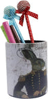 Pen Container Office Desk Accessories PU Leather Cover Round Pencil Holder Desk Organizer - Rabbit by SIPLIV