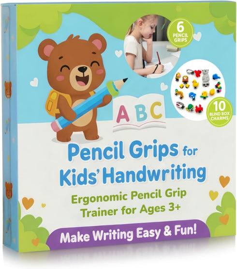 PCJJ 6PCS 3-5 Pencil Grips for Kids Handwriting Ergonomic Pencil Grip Trainer for Toddlers Preschool Writing Aid