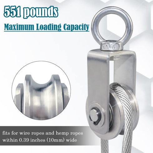 Stainless Steel Cable Pulley Wheel, Swivel Pulley Block for Lifting Gym Equipment, Clothesline, 4 Pack
