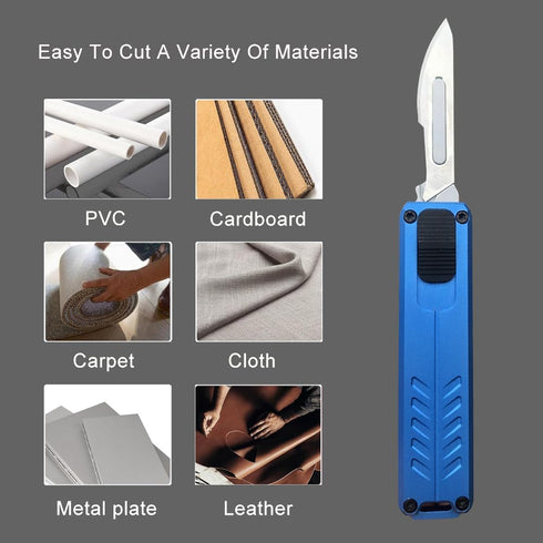 10PCS #23 Caressolove Automatic Utility Knife, Safety Black Box Cutter Retractable, EDC Push Button Knife, Exacto