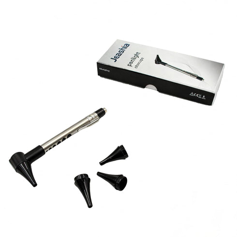 Jeashia Stainless Steel Mini Diagnostic Otoscope with 3X Magnification, Bright LED Light, Clip