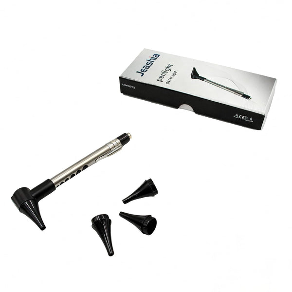 Jeashia Stainless Steel Mini Diagnostic Otoscope with 3X Magnification, Bright LED Light, Clip