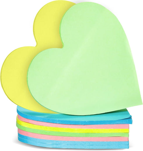 Marspark 9 Pack Heart Shaped Sticky Notes, 3 x 3 Inches Colorful Memo for Home Office School Supplies