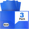 Dunwell Plastic Folders with Pockets, 3 Pack Blue, 2 Pocket Poly Folders for School, Home, Office