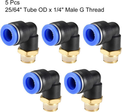 uxcell Push to Connect Tube Fitting, Male Elbow 10mm Tube OD x G1/4 Thread Pneumatic Air Push Fit Lock Fitting