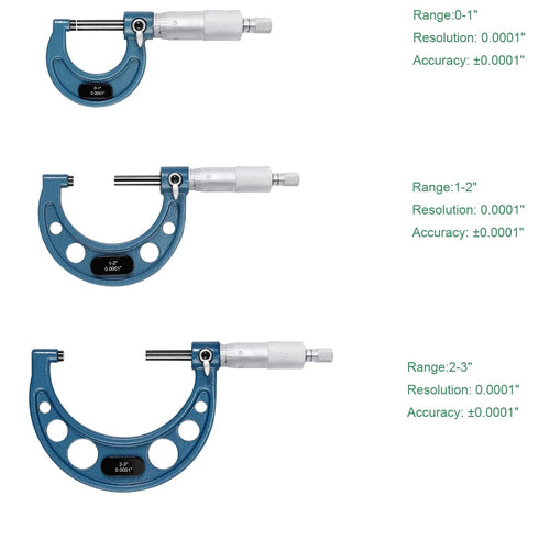 Outside Micrometer Set - HDLNKAK 0-3" Machinist Micrometer, 3 Pcs with 0.0001" Graduation and Case