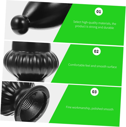 Lurrose 2pcs Decorative Lamp Finial Knob Modern Black Aluminum Floor for Table and Floor Lamps Easy to Install