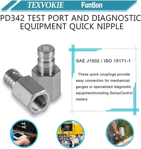 TEXVOKIE PD342 1/8" 1/4"-18 1.63" Test Port and Diagnostic Equipment Quick Nipple with Female Pipe Thread, Fits for PD
