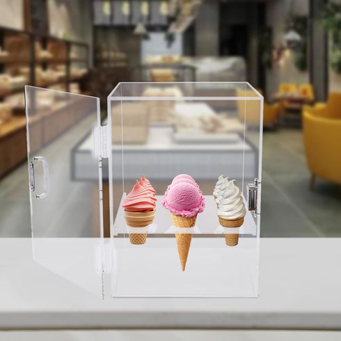 Mlonausz 9 Ice Cream Cone Display/Storage Case Cabinet Acrylic Waffle Cone Holder Holes